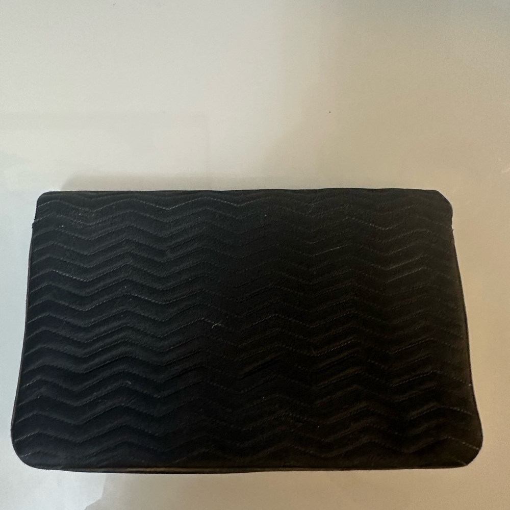 Judith Leiber Black Silk Clutch Bag w/ Strap